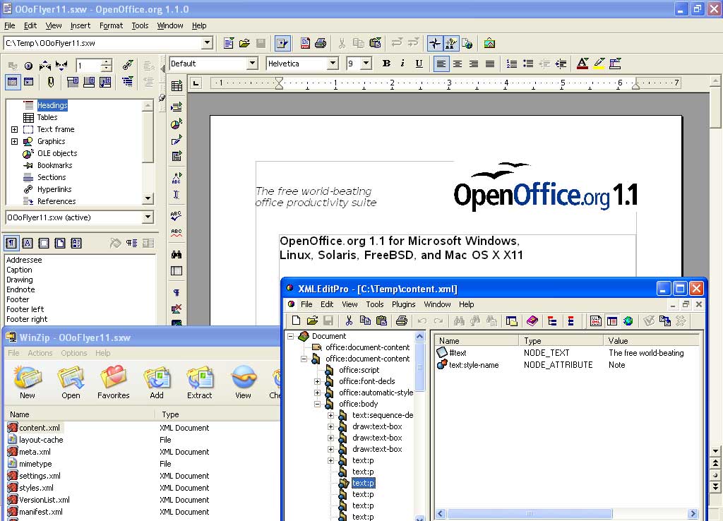 open office default font